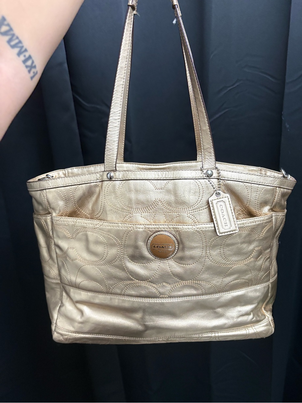 Gold metallic vintage coach tote/diaper bag